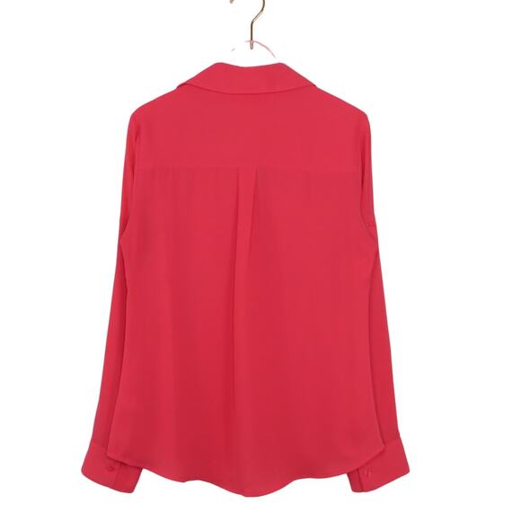 Express The Portofino Shirt Bright Pink Long Sleeve Button Down Blouse XS Barbie - Picture 2 of 5